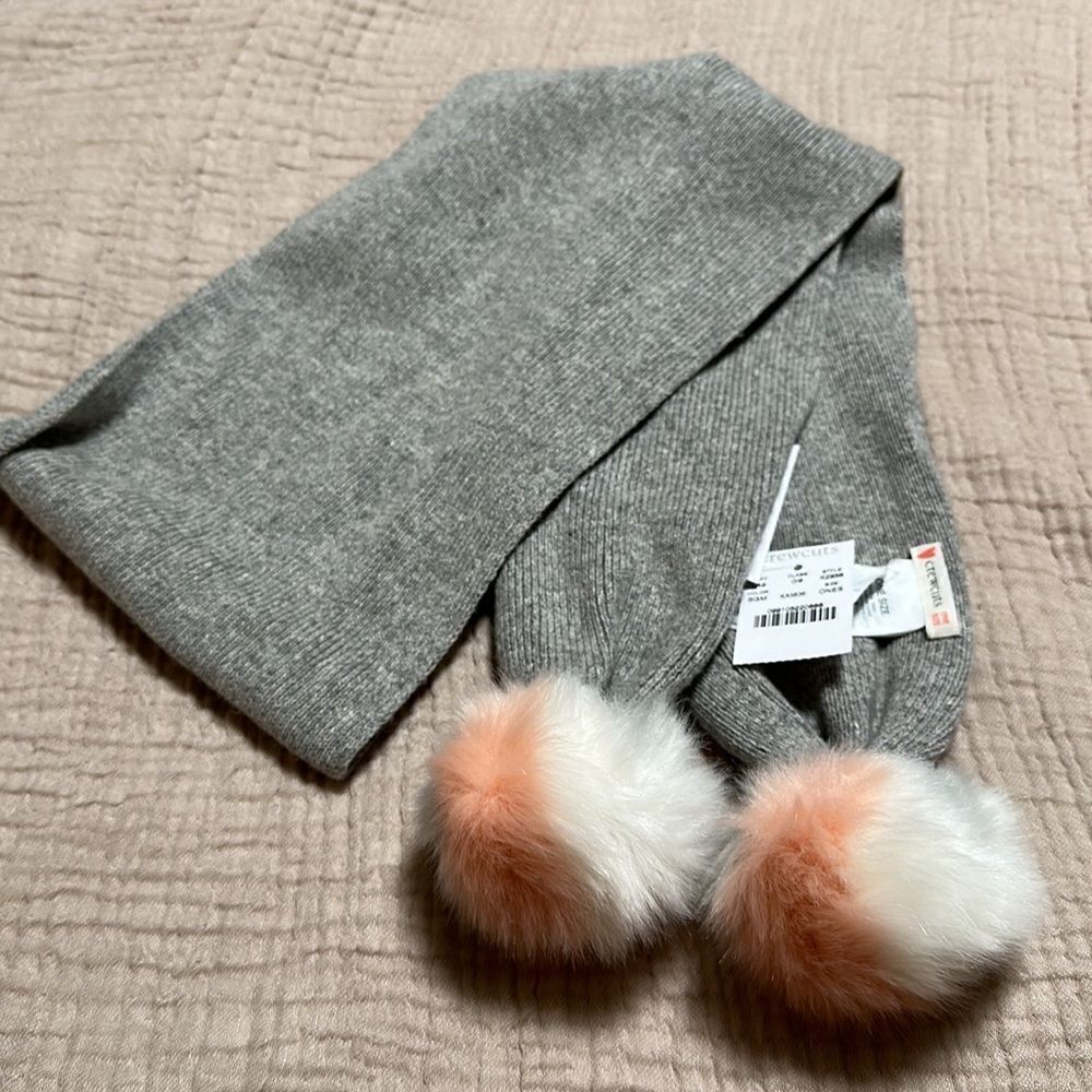 J. CREW CUTS SCARF GRAY/PINK/WHITE - Picture 3 of 5